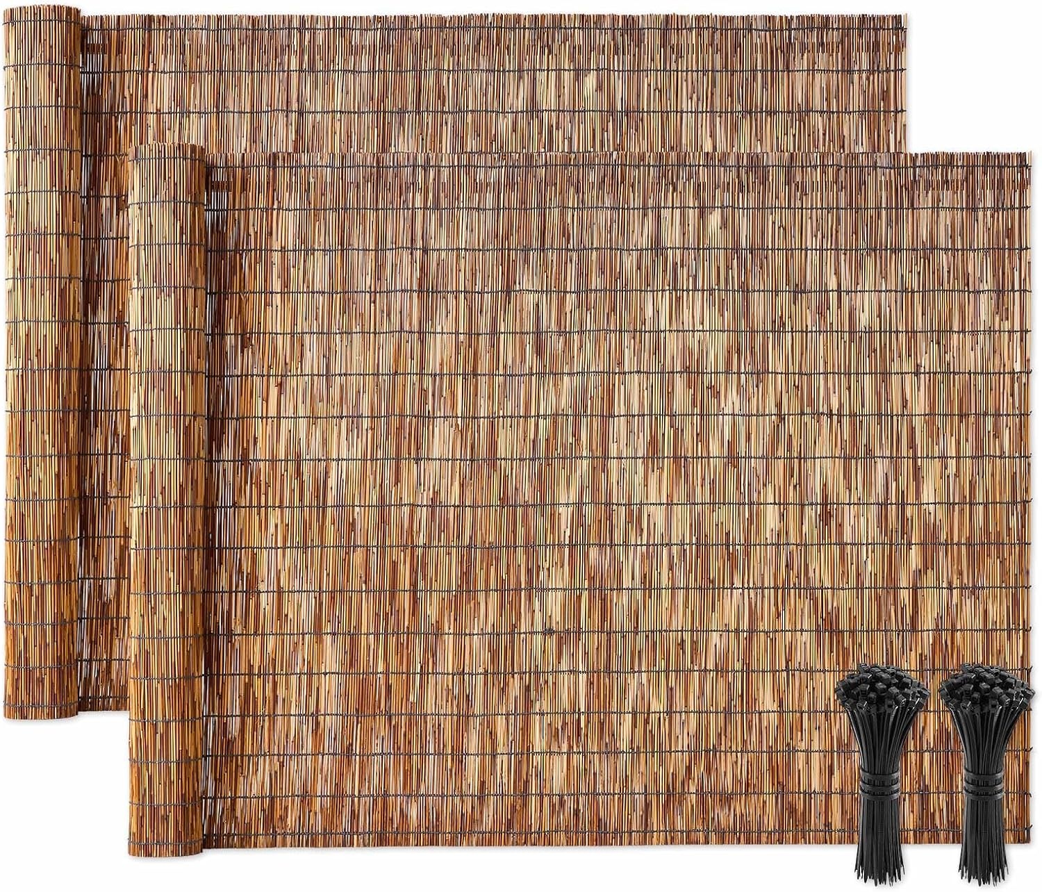 image:imageVEVOR Natural Reed Fencing 4 ft x 164 ft 3 Pack Decorative Natural Reed Fencing Roll Decorative Fence for Backyard Divider Privacy Screen Panel Curtain for Balcony Patio Garden Backyard OutdoorBrown