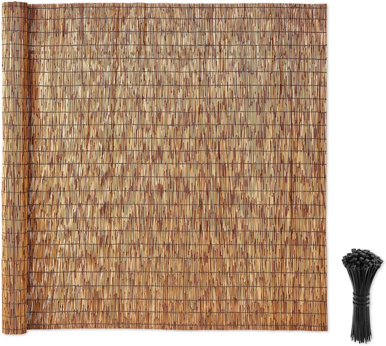 image:imageVEVOR Natural Reed Fencing 4 ft x 164 ft 3 Pack Decorative Natural Reed Fencing Roll Decorative Fence for Backyard Divider Privacy Screen Panel Curtain for Balcony Patio Garden Backyard OutdoorBrown