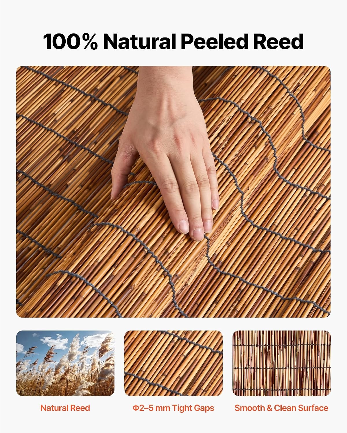 image:imageVEVOR Natural Reed Fencing 4 ft x 164 ft 3 Pack Decorative Natural Reed Fencing Roll Decorative Fence for Backyard Divider Privacy Screen Panel Curtain for Balcony Patio Garden Backyard OutdoorBrown