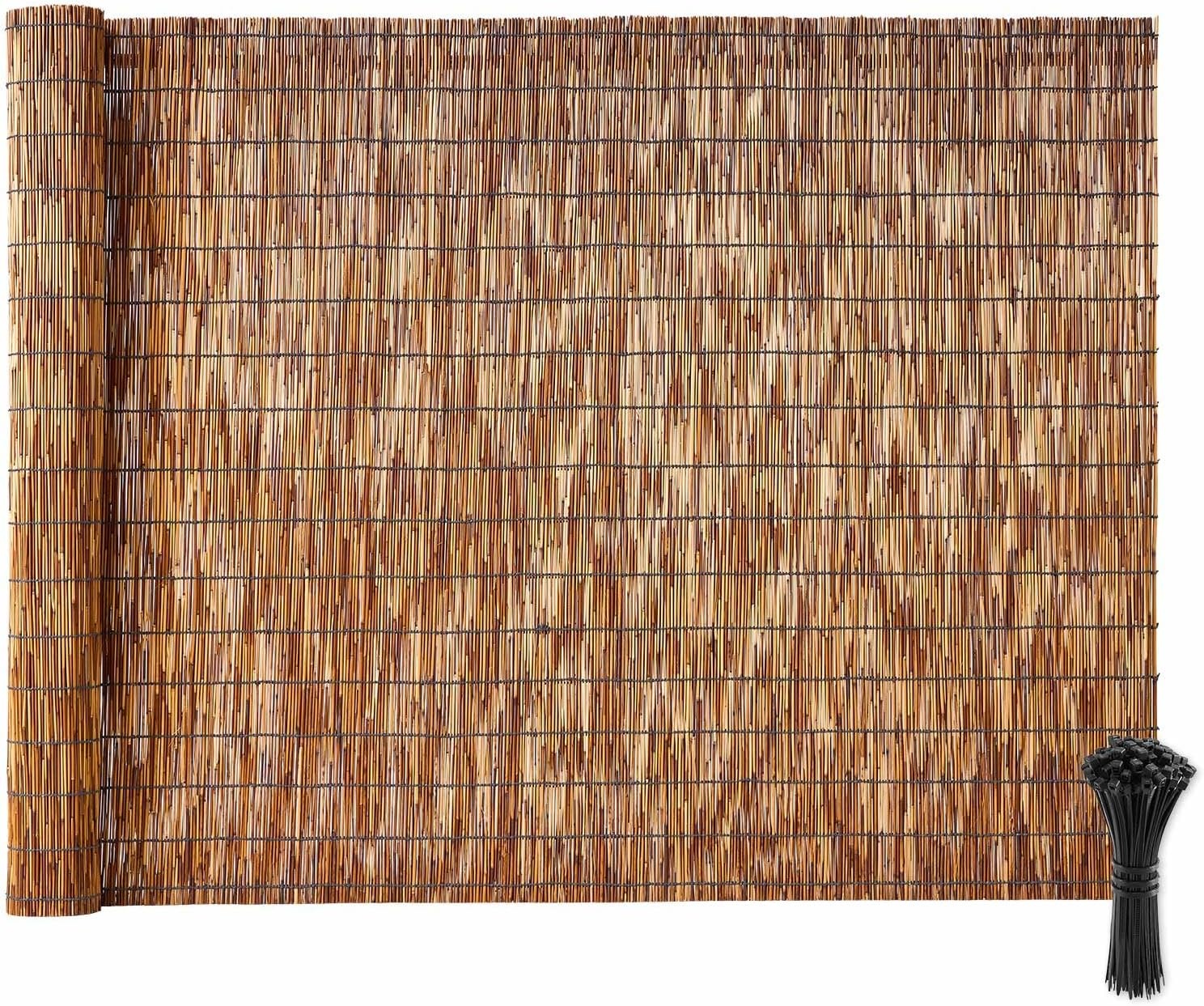 image:imageVEVOR Natural Reed Fencing 4 ft x 164 ft 3 Pack Decorative Natural Reed Fencing Roll Decorative Fence for Backyard Divider Privacy Screen Panel Curtain for Balcony Patio Garden Backyard OutdoorBrown