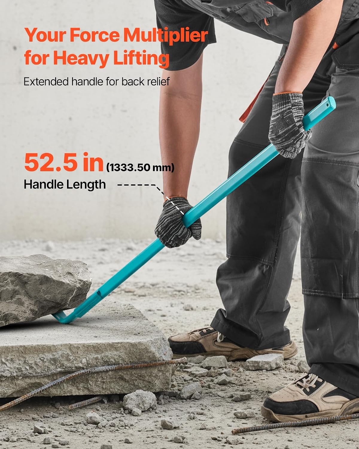 image:imageVEVOR Open Angle Monster Pry Bar 525 Inch Carbon Steel Handle 2000lbs Prying Capacity Pry Lever Bar Crowbar for Concrete Demolition Crowbaring Ideal for Construction amp Industrial Use56inch