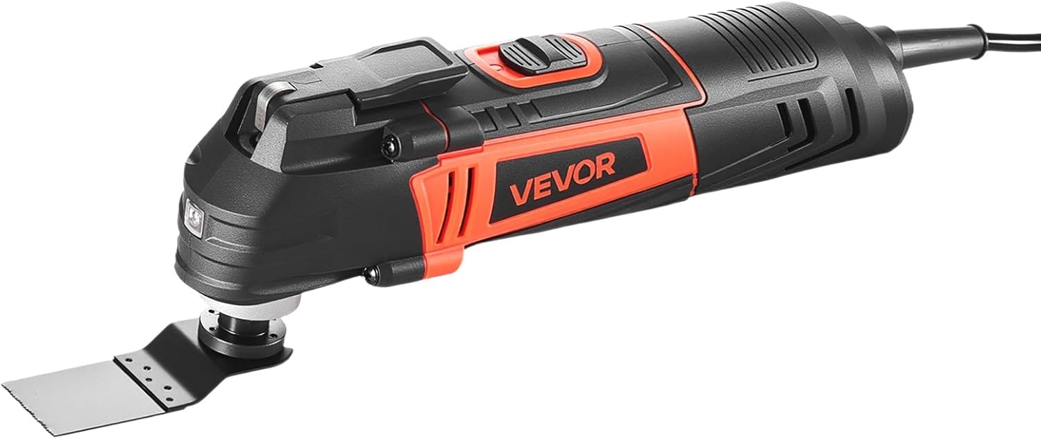 image:imageVEVOR Oscillating Tool Multitool 22Amps 22000 OPM Electric Oscillating Multi Tool Kit Corded with 28 Oscillating Angle 7PCS Saw Accessories for Cutting Scraping Sanding Floor StrippingWired Oscillating Toolred