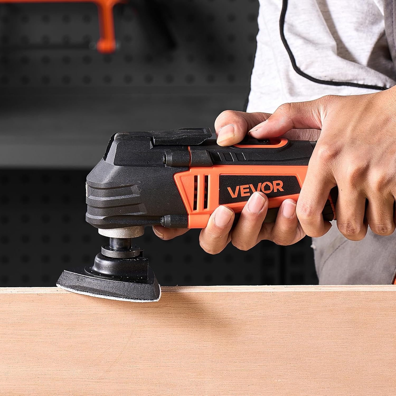 image:imageVEVOR Oscillating Tool Multitool 22Amps 22000 OPM Electric Oscillating Multi Tool Kit Corded with 28 Oscillating Angle 7PCS Saw Accessories for Cutting Scraping Sanding Floor StrippingWired Oscillating Toolred