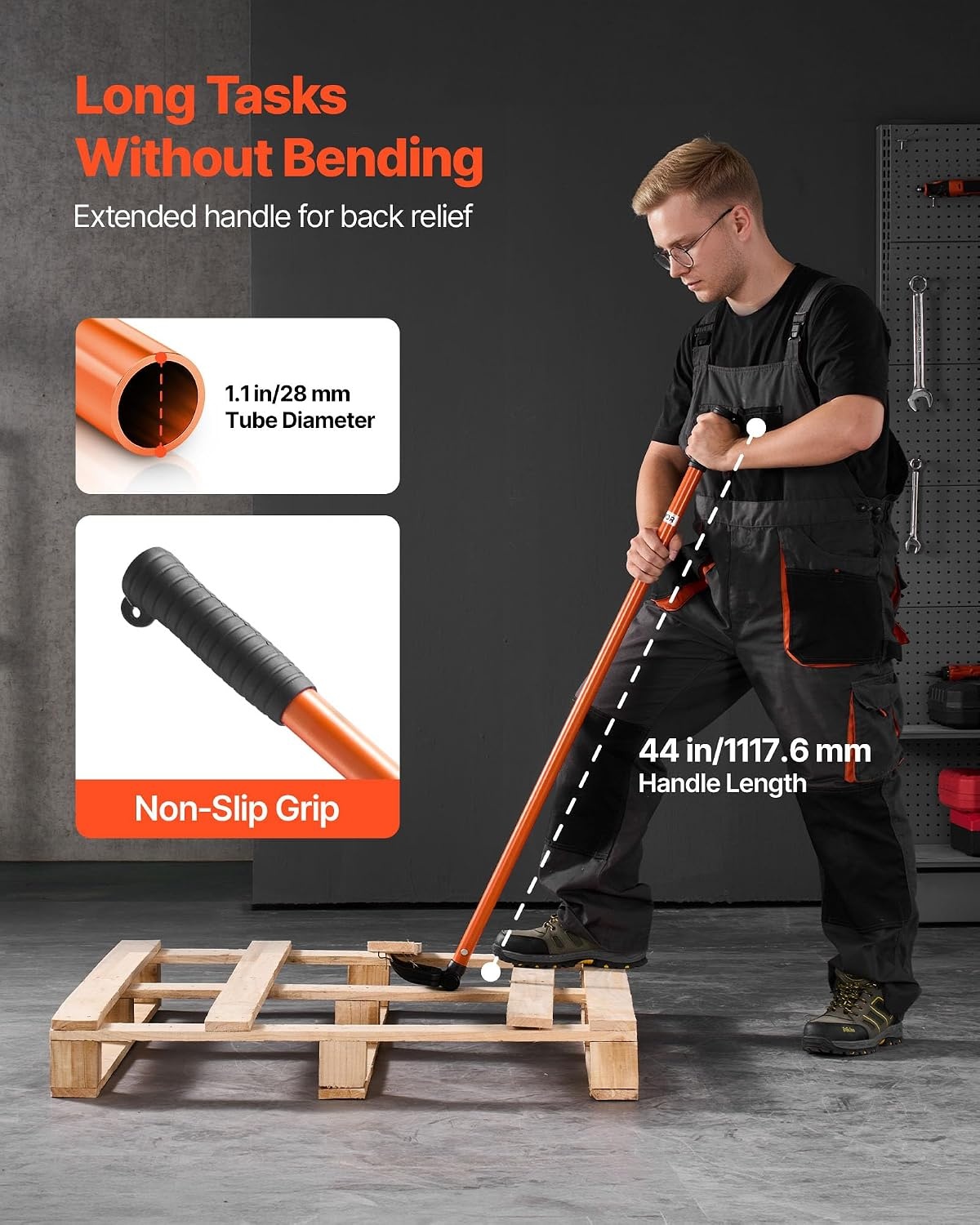 image:imageVEVOR Pallet Buster Tool with 44 Carbon Steel Handle Adjustable Head Wrecking Bar for Deck Board Removal Prying up Decking Busting Pallets amp Effortless NailScrew Pulling