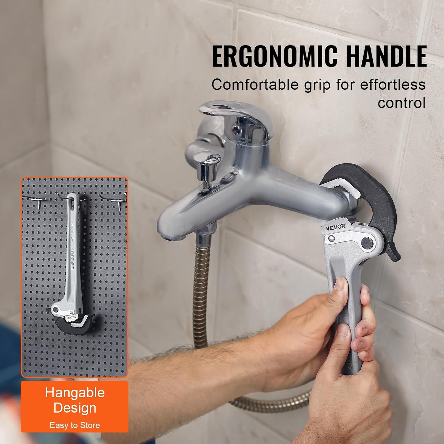 image:imageVEVOR Pipe Wrench 18 Aluminum Straight Pipe Wrench Adjustable Plumbing Wrench with High Strength Jaw and Ergonomic Handle Easy to Carry Hangable Design for Water Pipes Automotive Repairs14 Straight Pipe Wrench
