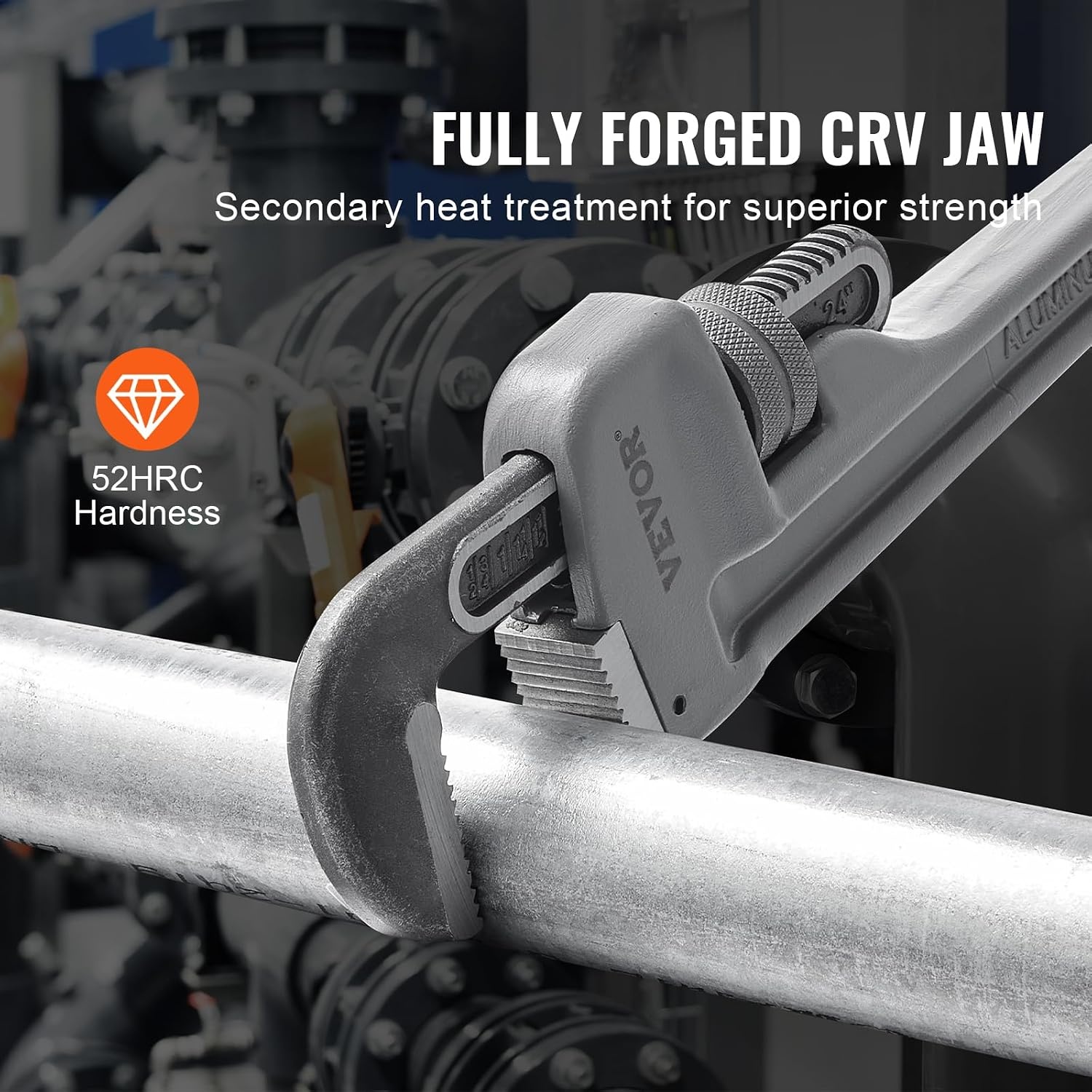 image:imageVEVOR Pipe Wrench 18 Aluminum Straight Pipe Wrench Adjustable Plumbing Wrench with High Strength Jaw and Ergonomic Handle Easy to Carry Hangable Design for Water Pipes Automotive Repairs24 Straight Pipe Wrench