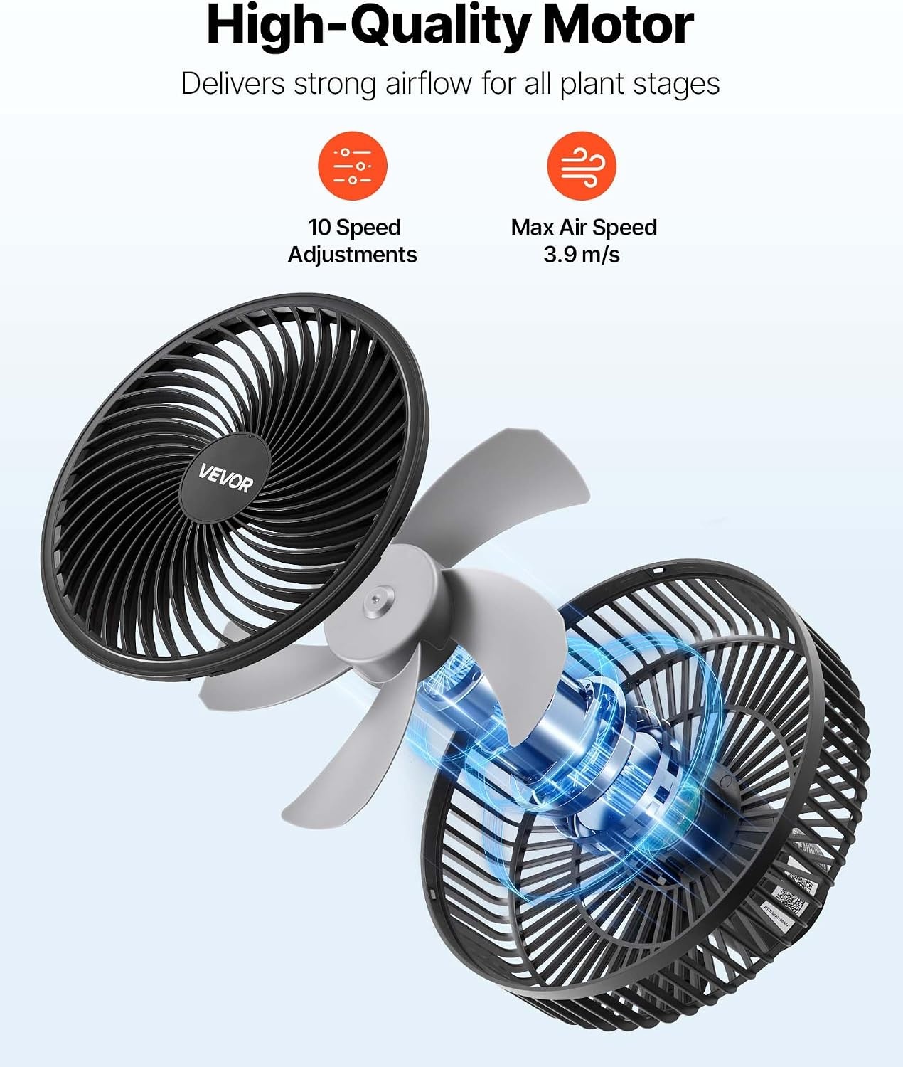 image:imageVEVOR Plant Fan Grow Tent Clip On Fan TypeC Port with 9 Speeds amp Circulation Mode Powerful Oscillating for Hydroponics Circulation Cooling Black 1 Pack