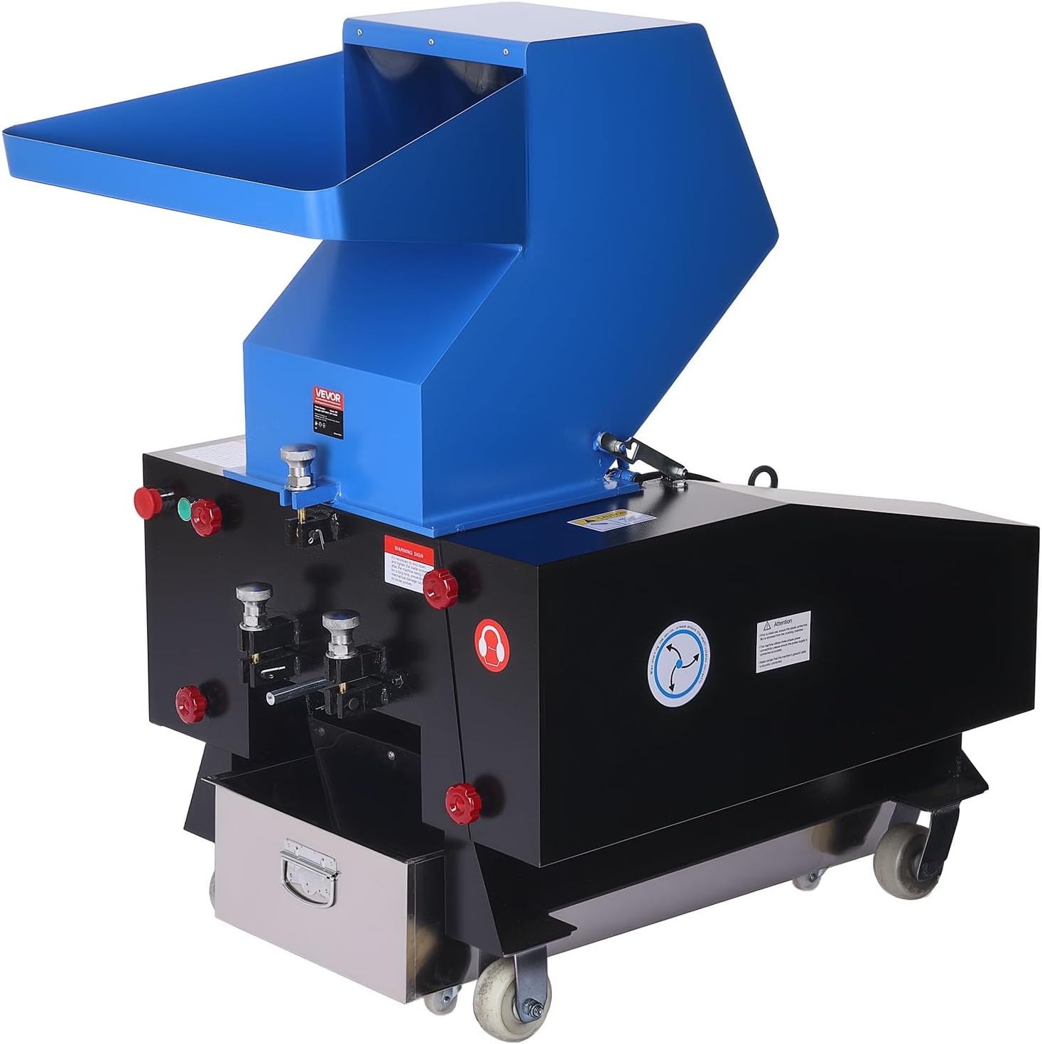 image:imageVEVOR Plastic Shredder Crusher 3HP22KW Plastic Grinder Granulator 100150kgh Capacity Pulverizer Recycling Machine with Wheels SDK11 Blade amp 6mm Mesh for PVC ABS PTFE 220V 60Hz 3Phase10HP 75KW