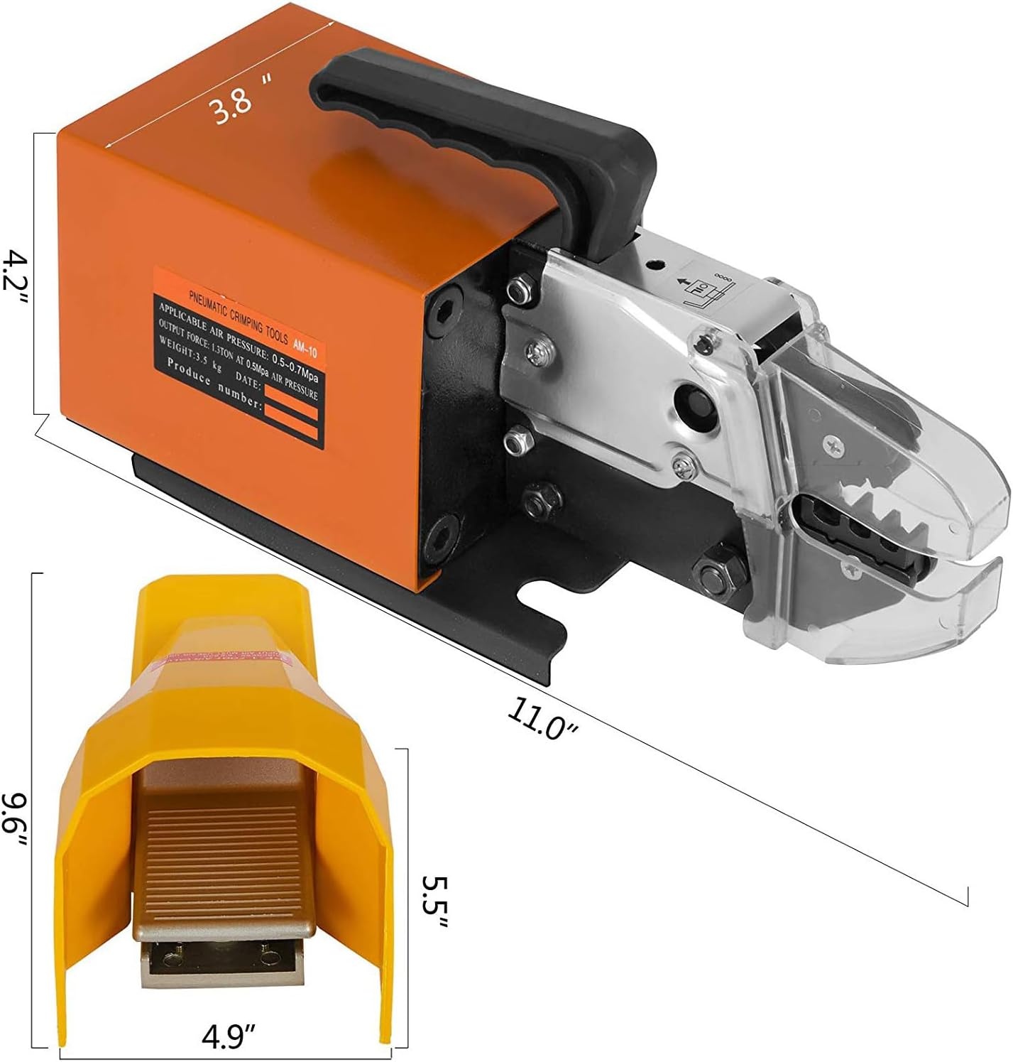 image:imageVEVOR Pneumatic Crimping Tool Am10 Air Powered Wire Terminal Crimping Machine Crimping Up To 16mm2 Pneumatic Crimper Plier Machine with 10 Sets Of Dies for Many Kinds of Terminals