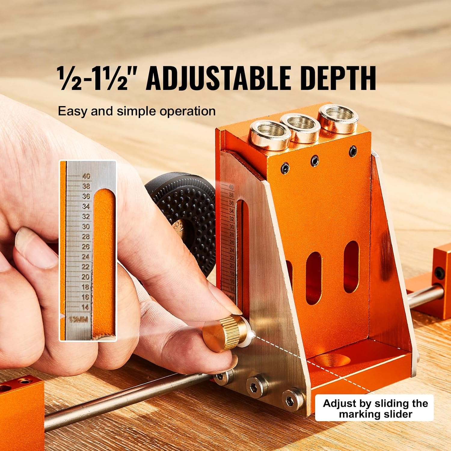 image:imageVEVOR Pocket Hole Jig 56 Pcs Mini Jig Pocket Hole System with 9 Cclamp Step Drill Wrench Drill Stop Ring Square Drive Bit and Screws for DIY Carpentry ProjectsUltra