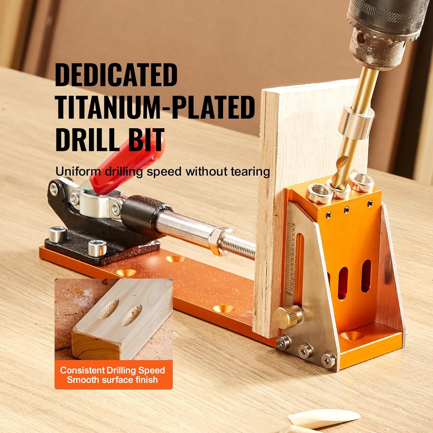 image:imageVEVOR Pocket Hole Jig 56 Pcs Mini Jig Pocket Hole System with 9 Cclamp Step Drill Wrench Drill Stop Ring Square Drive Bit and Screws for DIY Carpentry ProjectsPro