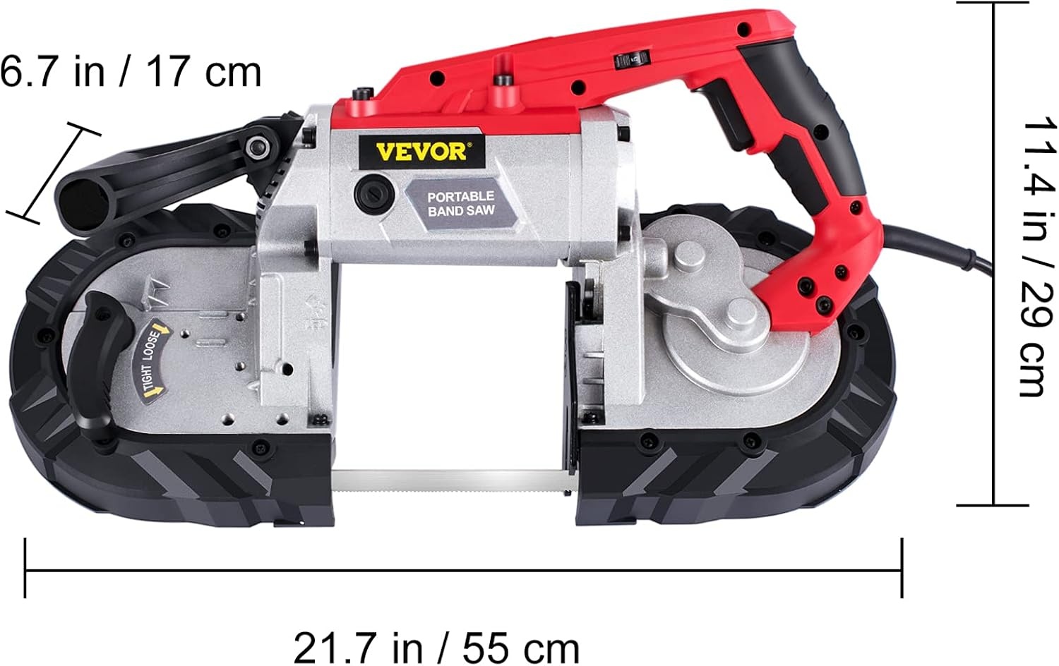 image:imageVEVOR Portable Band Saw 110V Removable Alloy Steel Base 5 Inch Cutting Capacity Hand held Variable Speed Portable Bandsaw 10Amp Motor Deep Cut Band saw for Metal WoodNo Base