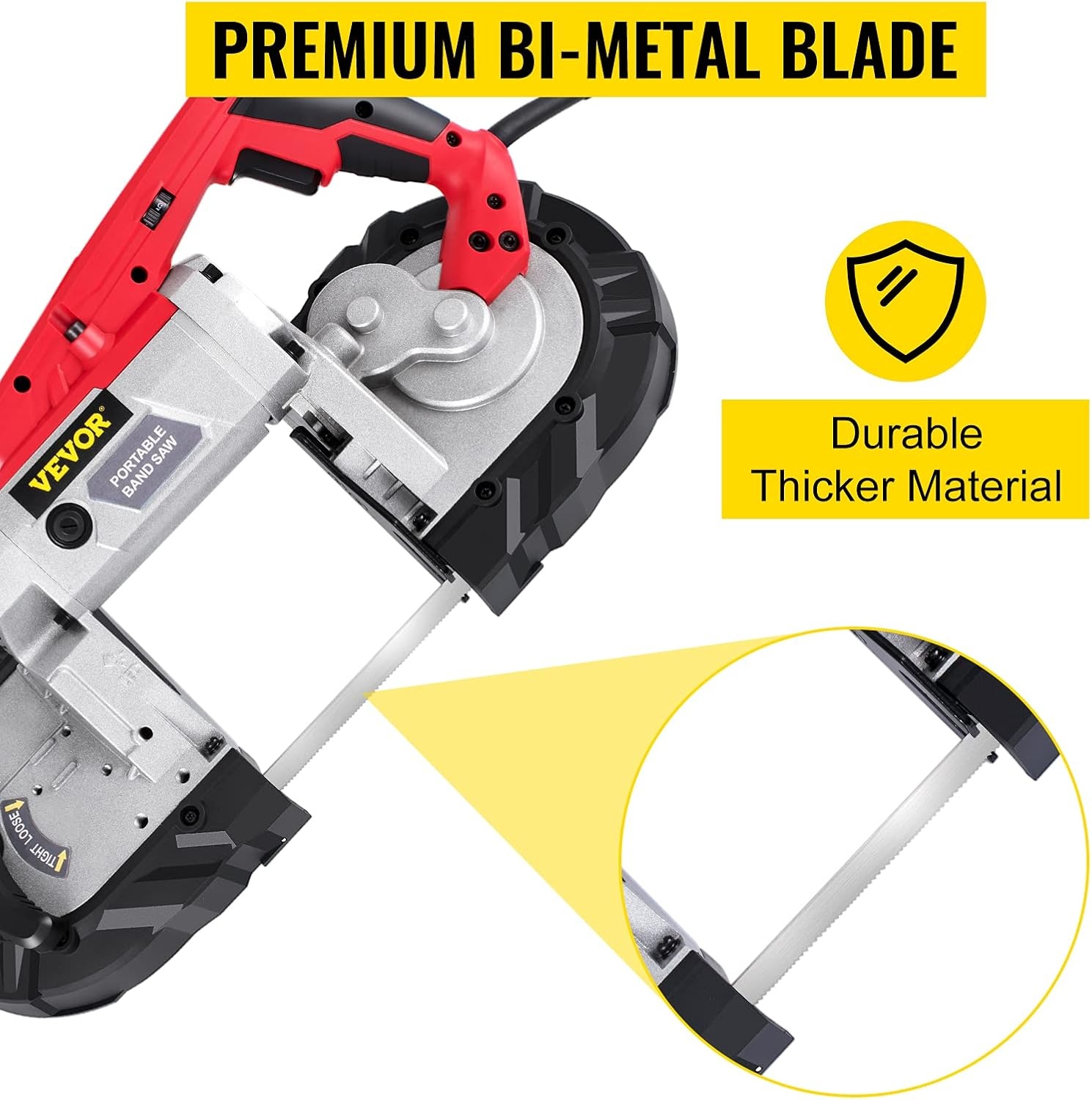 image:imageVEVOR Portable Band Saw 110V Removable Alloy Steel Base 5 Inch Cutting Capacity Hand held Variable Speed Portable Bandsaw 10Amp Motor Deep Cut Band saw for Metal WoodNo Base
