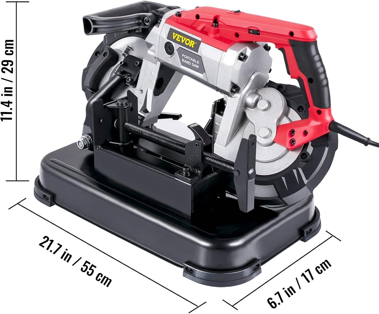 image:imageVEVOR Portable Band Saw 110V Removable Alloy Steel Base 5 Inch Cutting Capacity Hand held Variable Speed Portable Bandsaw 10Amp Motor Deep Cut Band saw for Metal Woodwith Base