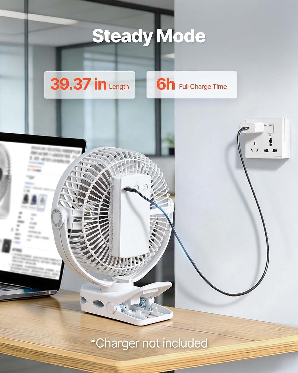 image:imageVEVOR Portable Clip Fan Rechargeable Clip On Fan with Light USB Port with 3 Speeds amp Circulation Mode Strong Airflow Sturdy Clamp Long Runtime for Desk Golf CartOutdoor Camping TreadmillBlackPortable Clip Fan White