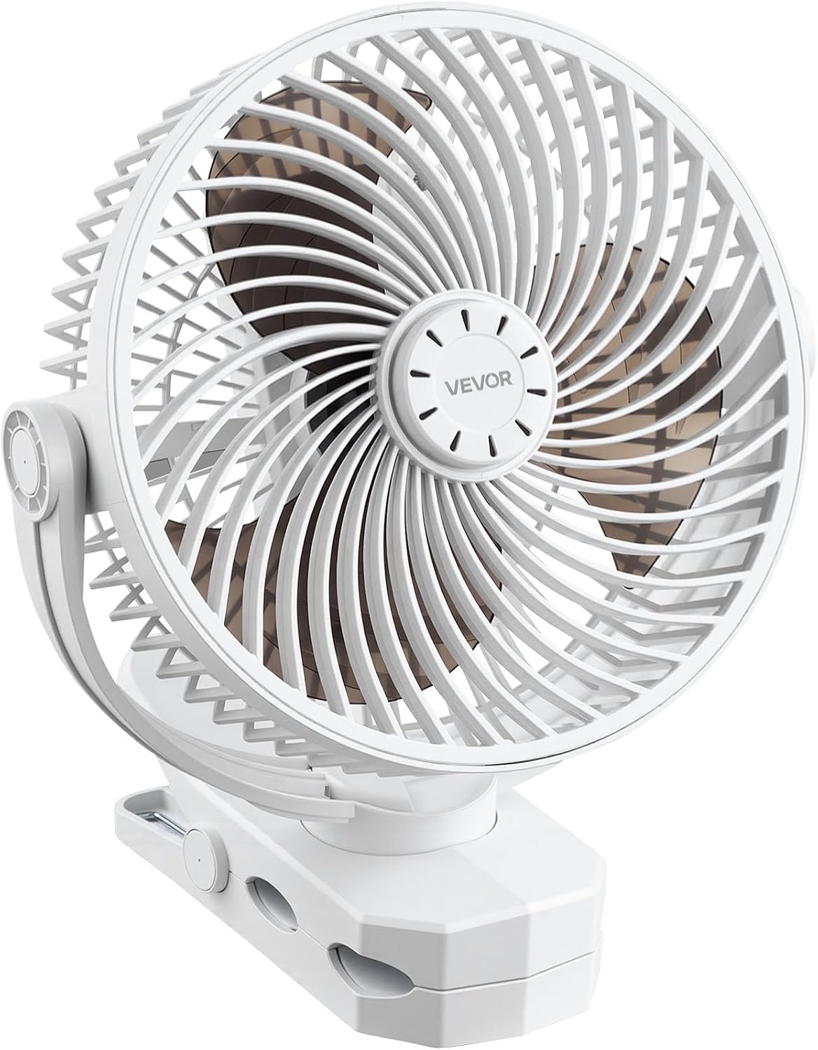 image:imageVEVOR Portable Clip Fan Rechargeable Clip On Fan with Light USB Port with 3 Speeds amp Circulation Mode Strong Airflow Sturdy Clamp Long Runtime for Desk Golf CartOutdoor Camping TreadmillBlackPortable Clip Fan White