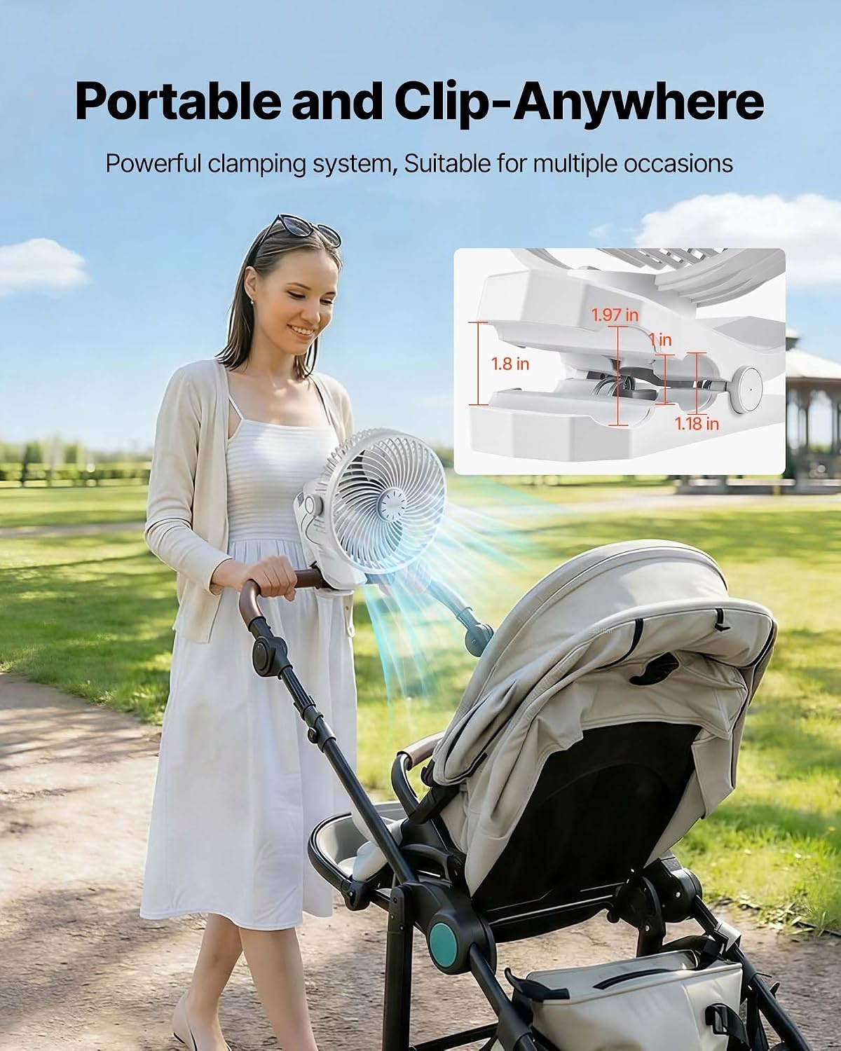 image:imageVEVOR Portable Clip Fan Rechargeable Clip On Fan with Light USB Port with 3 Speeds amp Circulation Mode Strong Airflow Sturdy Clamp Long Runtime for Desk Golf CartOutdoor Camping TreadmillBlackPortable Clip Fan White