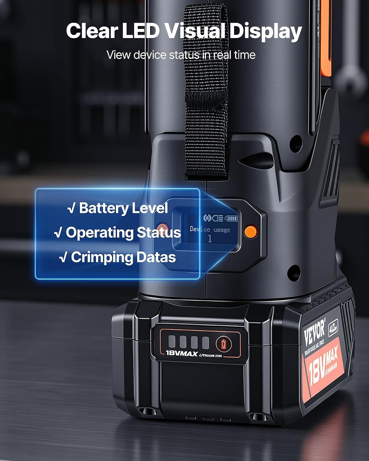 image:imageVEVOR Press Tool 18V Electric Pipe Crimping Tool for 12 34 1 Copper Pipes 24KN Press Tool Kit Compatible with ProPress with 3 Press Jaws 2pcs 18V 2AH Battery Fast Charger amp Carrying CaseStandard Size