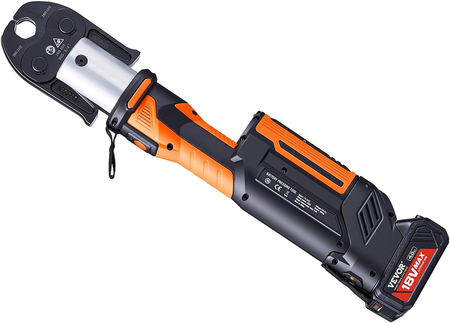 image:imageVEVOR Press Tool 18V Electric Pipe Crimping Tool for 12 34 1 Copper Pipes 24KN Press Tool Kit Compatible with ProPress with 3 Press Jaws 2pcs 18V 2AH Battery Fast Charger amp Carrying CaseStandard Size