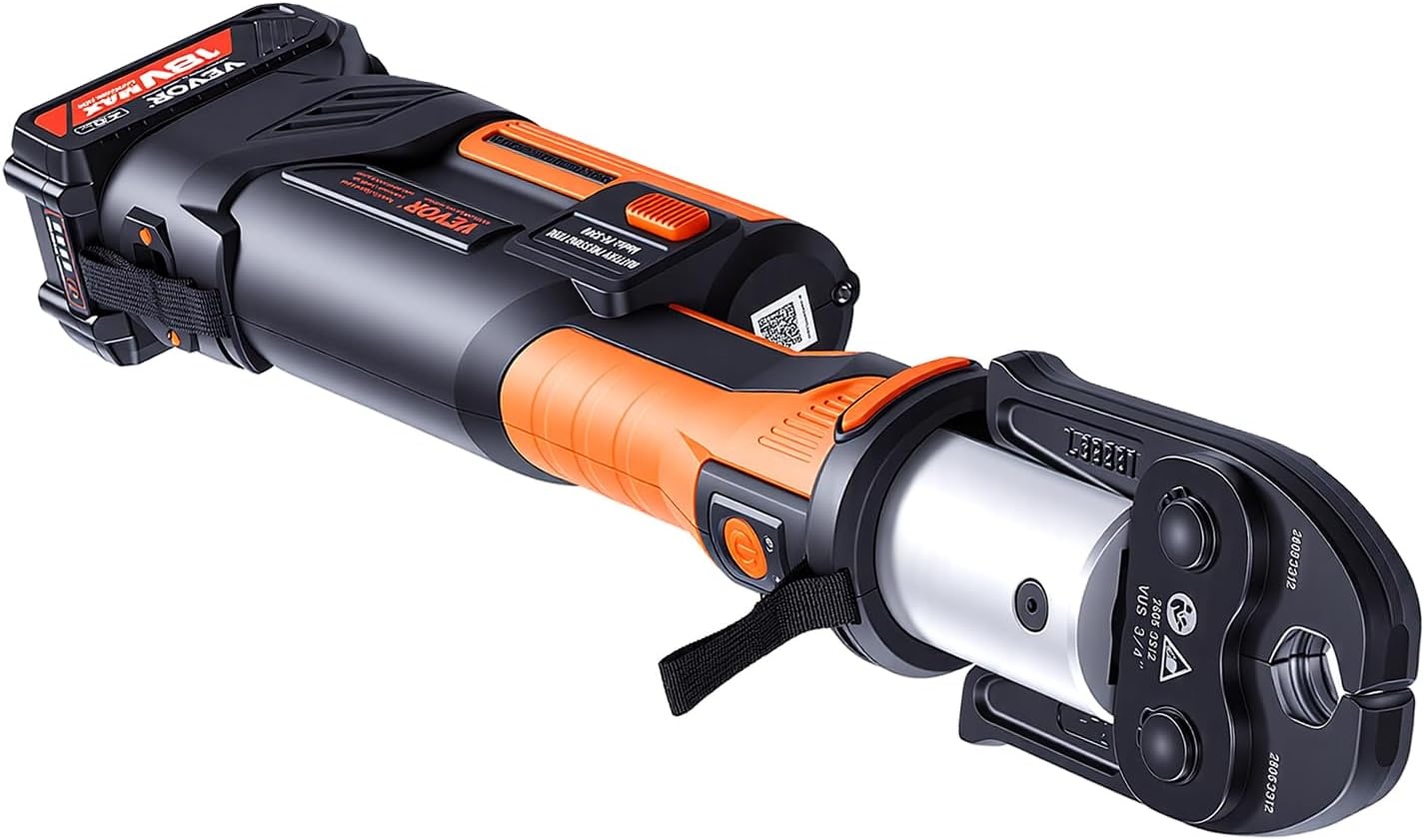 image:imageVEVOR Press Tool 18V Electric Pipe Crimping Tool for 12 34 1 Copper Pipes 24KN Press Tool Kit Compatible with ProPress with 3 Press Jaws 2pcs 18V 2AH Battery Fast Charger amp Carrying CaseStandard Size
