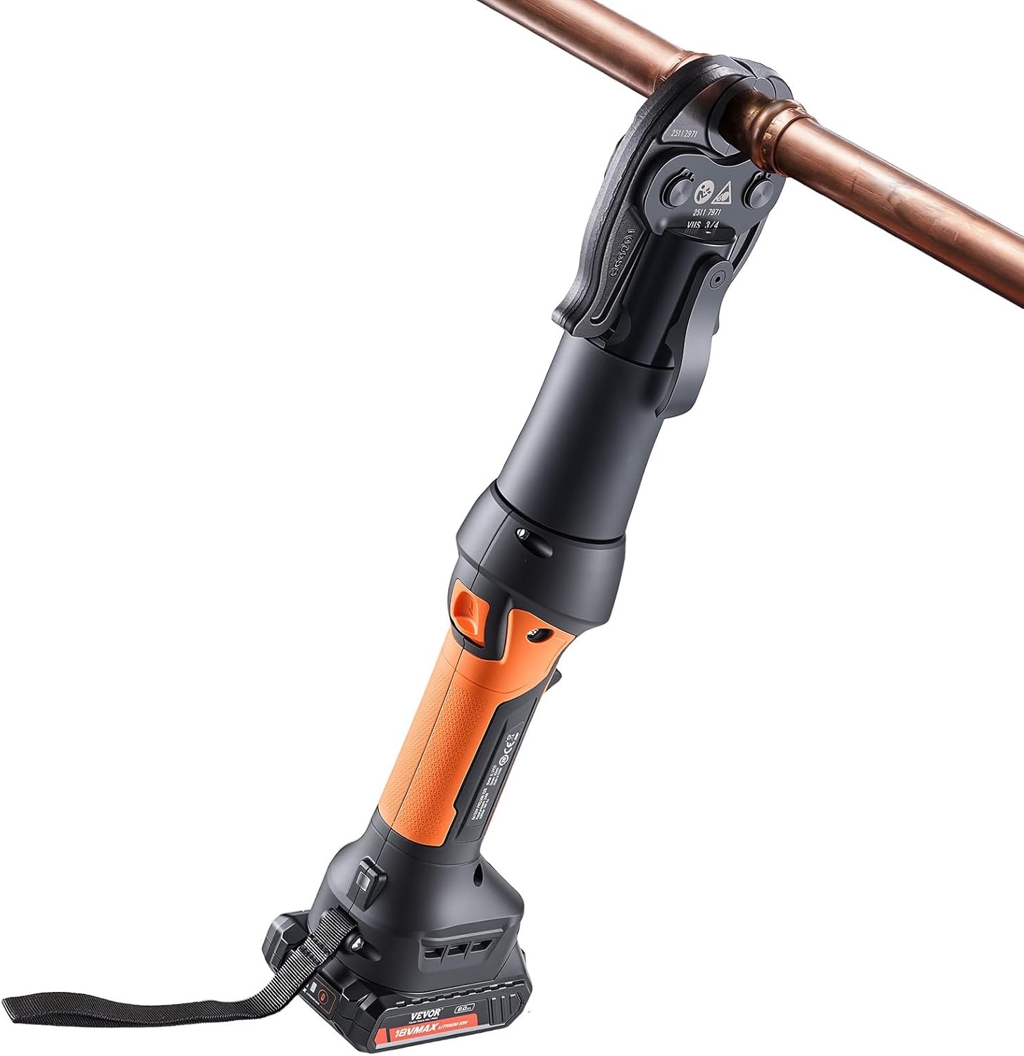 image:imageVEVOR Press Tool 18V Electric Pipe Crimping Tool for 12 34 1 Copper Pipes 24KN Press Tool Kit Compatible with ProPress with 3 Press Jaws 2pcs 18V 2AH Battery Fast Charger amp Carrying CaseCompact Size