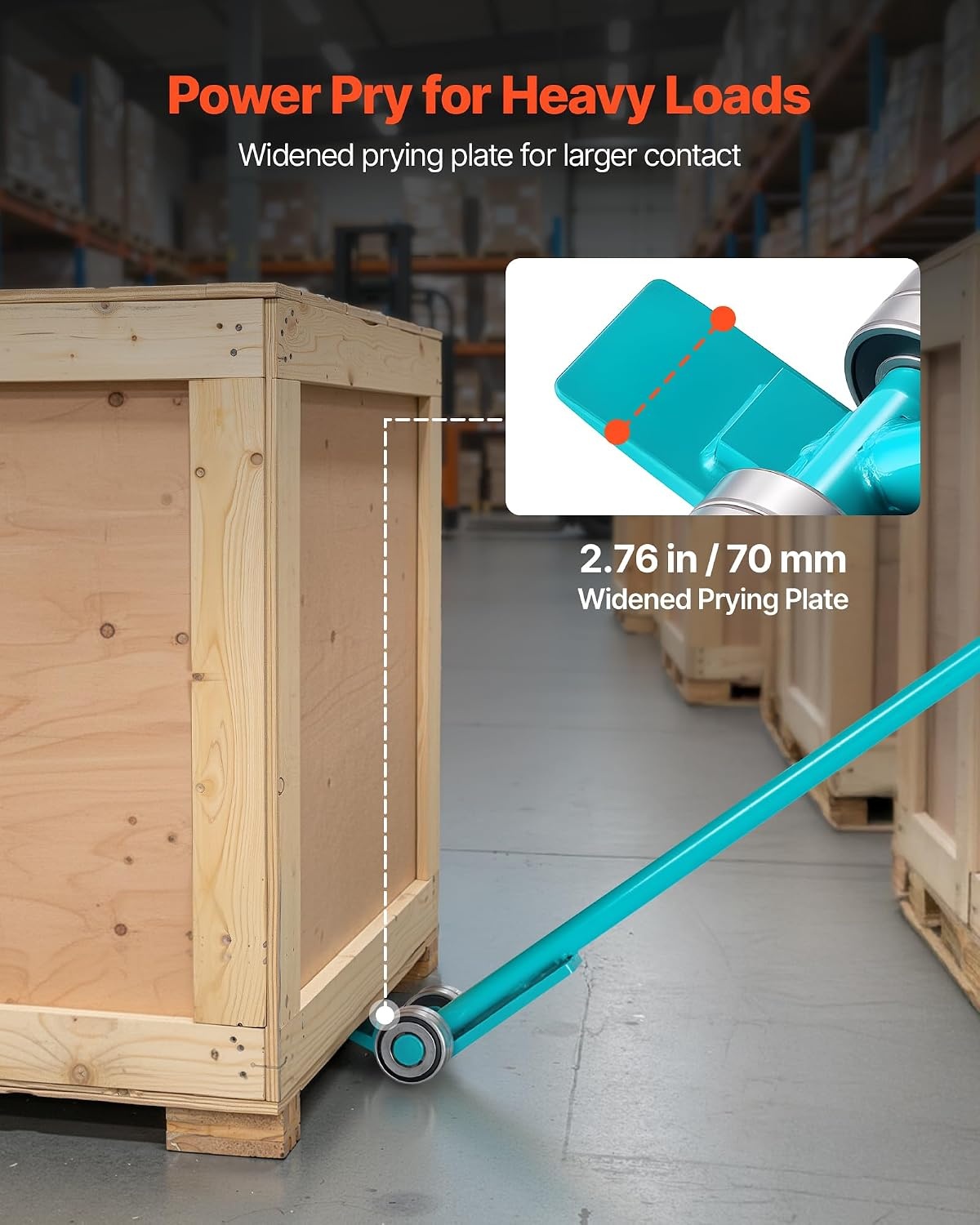 image:imageVEVOR Prylever Bar 4T8818LBS Load Capacity 45FT Length Steel Handle Lever Dollyr with 28 Wheels for Large Pallets Heavy Items Concrete Blocks Heavy Duty Equipment Handling4T47FT