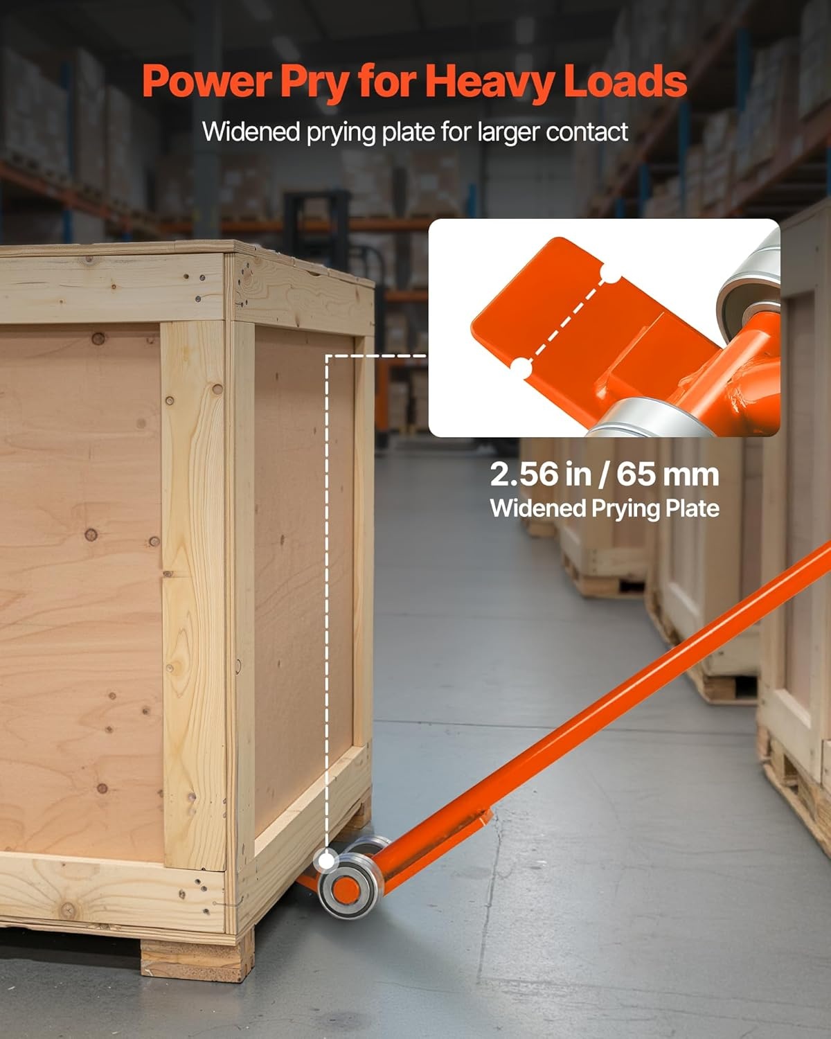 image:imageVEVOR Prylever Bar 4T8818LBS Load Capacity 45FT Length Steel Handle Lever Dollyr with 28 Wheels for Large Pallets Heavy Items Concrete Blocks Heavy Duty Equipment Handling3T45FT 1 Pack