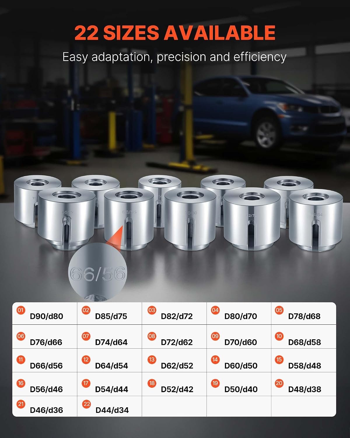 image:imageVEVOR Pull and Press Sleeve Kit 27 PCS Steel Bush Removal Insertion Sleeve Tools with Carrying Case Compatible with LCV and HGV Engines for Removing and Installing Bushings Bearings and Seals