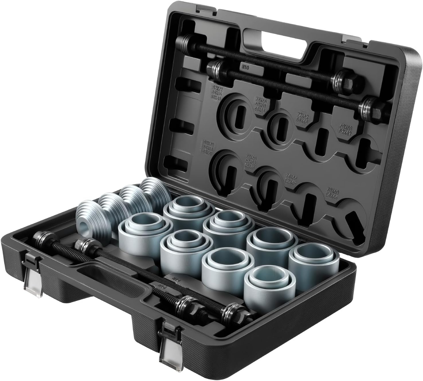 image:imageVEVOR Pull and Press Sleeve Kit 28 PCS Steel Bush Removal Insertion Sleeve Tools with Carrying Case Compatible with LCV and HGV Engines for Removing and Installing Bushings Bearings and Seals