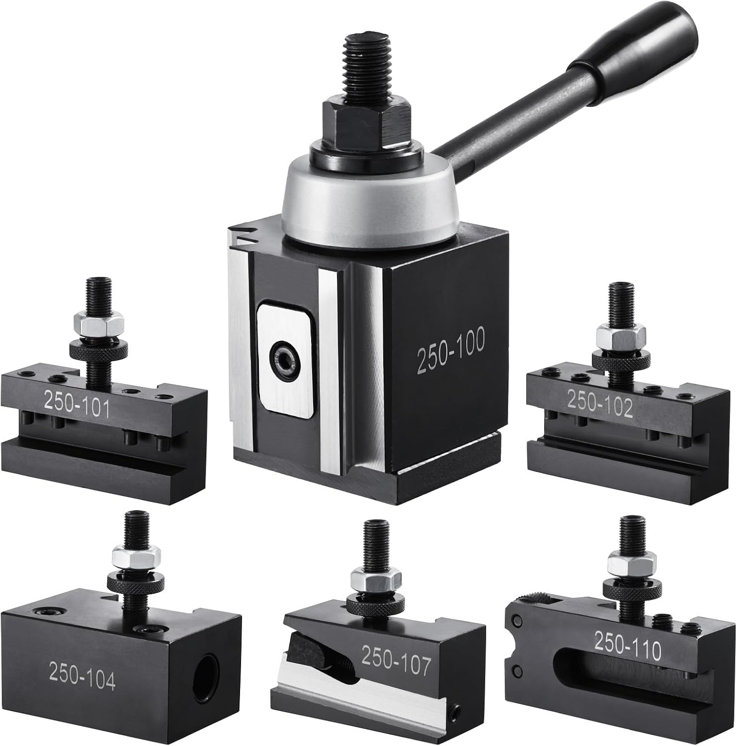 image:imageVEVOR Quick Change Tool Post Set 6 Pcs Includes Lathe Tool Holders Tool Post with Turning Tool Holder Accessories Fit for Mini Lathe amp Metal Lathe 612 Swing Durable Steel Material6Pcs