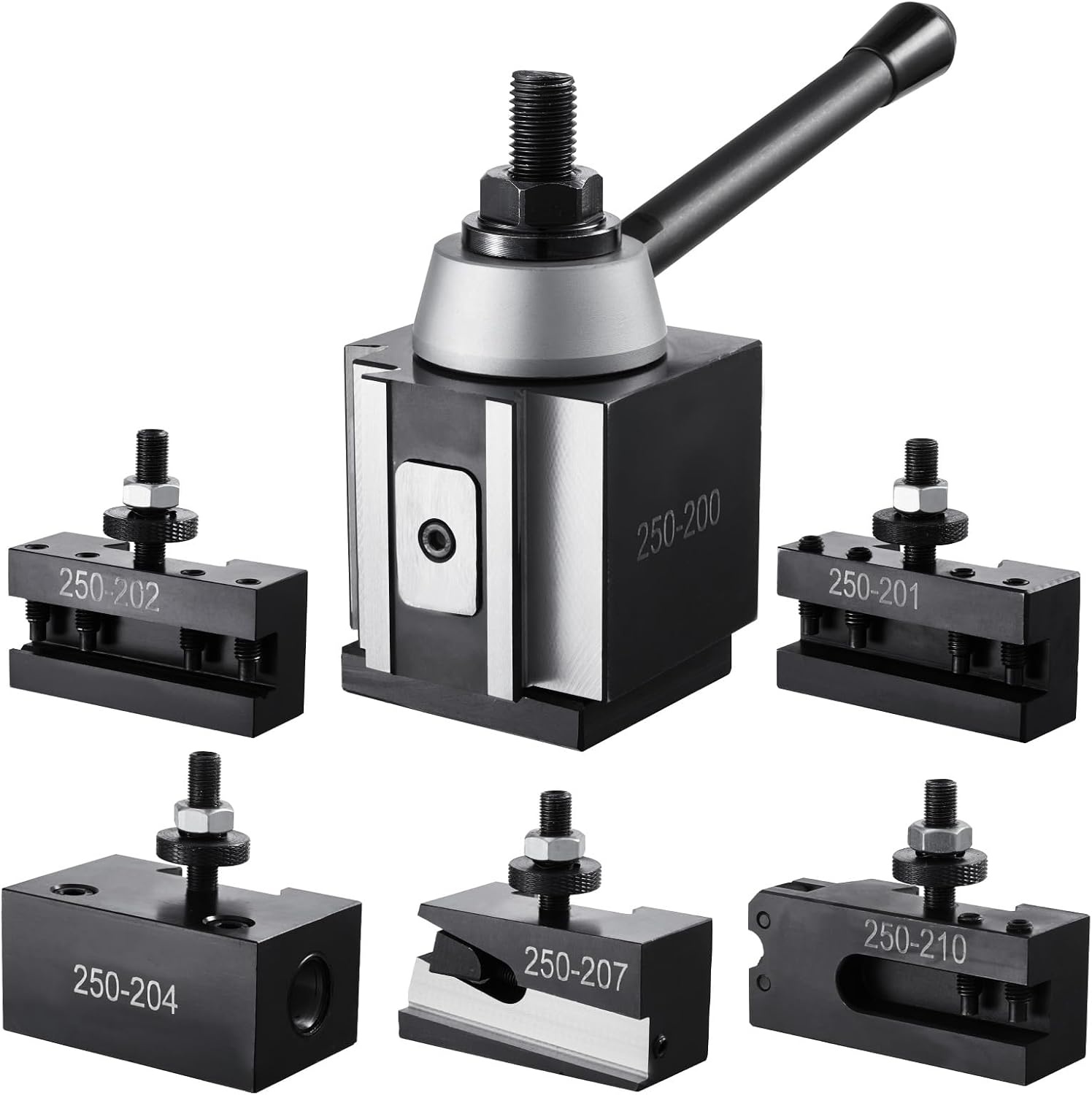image:imageVEVOR Quick Change Tool Post Set 6 Pcs Includes Lathe Tool Holders Tool Post with Turning Tool Holder Accessories Fit for Mini Lathe amp Metal Lathe 612 Swing Durable Steel Material6Pcs