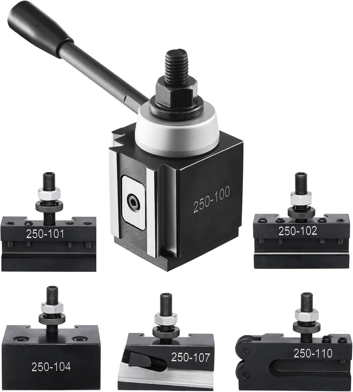 image:imageVEVOR Quick Change Tool Post Set 6 Pcs Includes Lathe Tool Holders Tool Post with Turning Tool Holder Accessories Fit for Mini Lathe amp Metal Lathe 612 Swing Durable Steel Material6Pcs