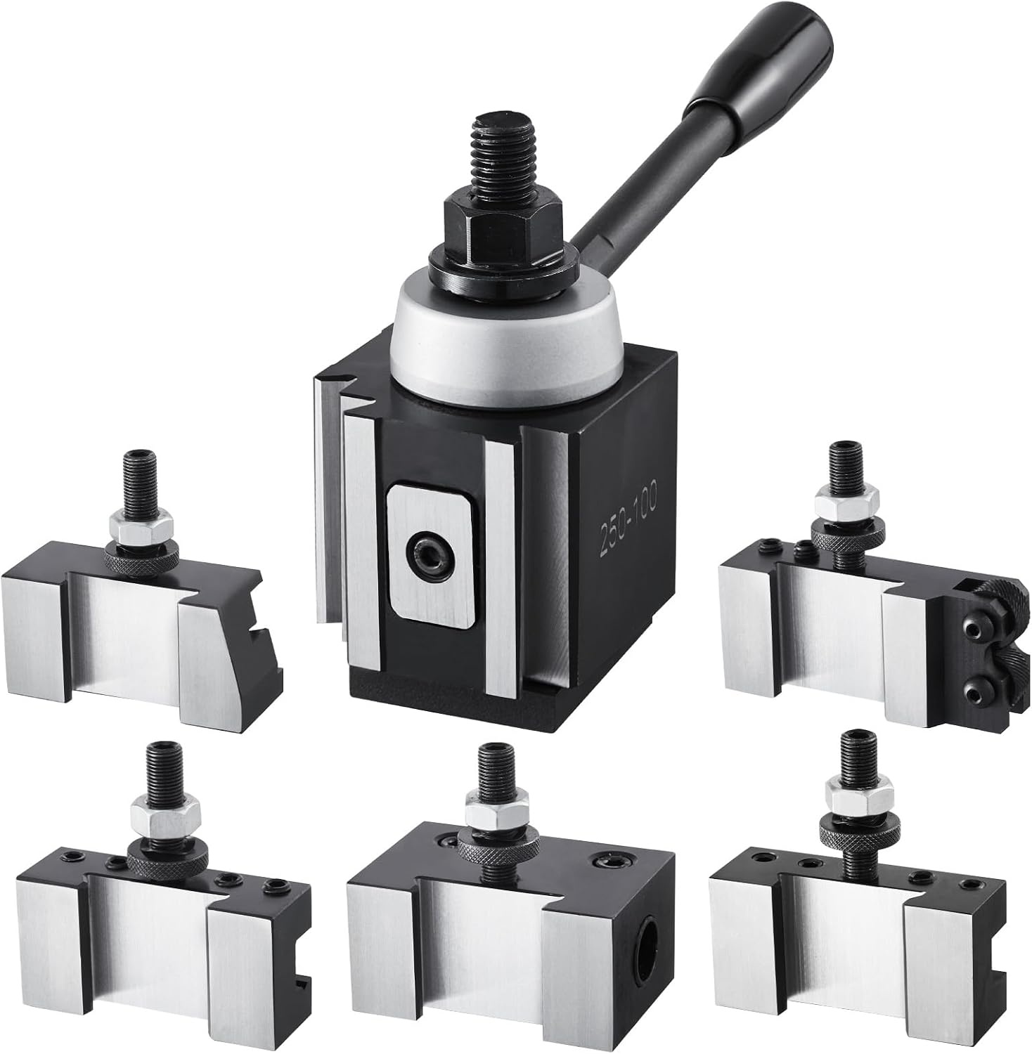 image:imageVEVOR Quick Change Tool Post Set 6 Pcs Includes Lathe Tool Holders Tool Post with Turning Tool Holder Accessories Fit for Mini Lathe amp Metal Lathe 612 Swing Durable Steel Material6Pcs