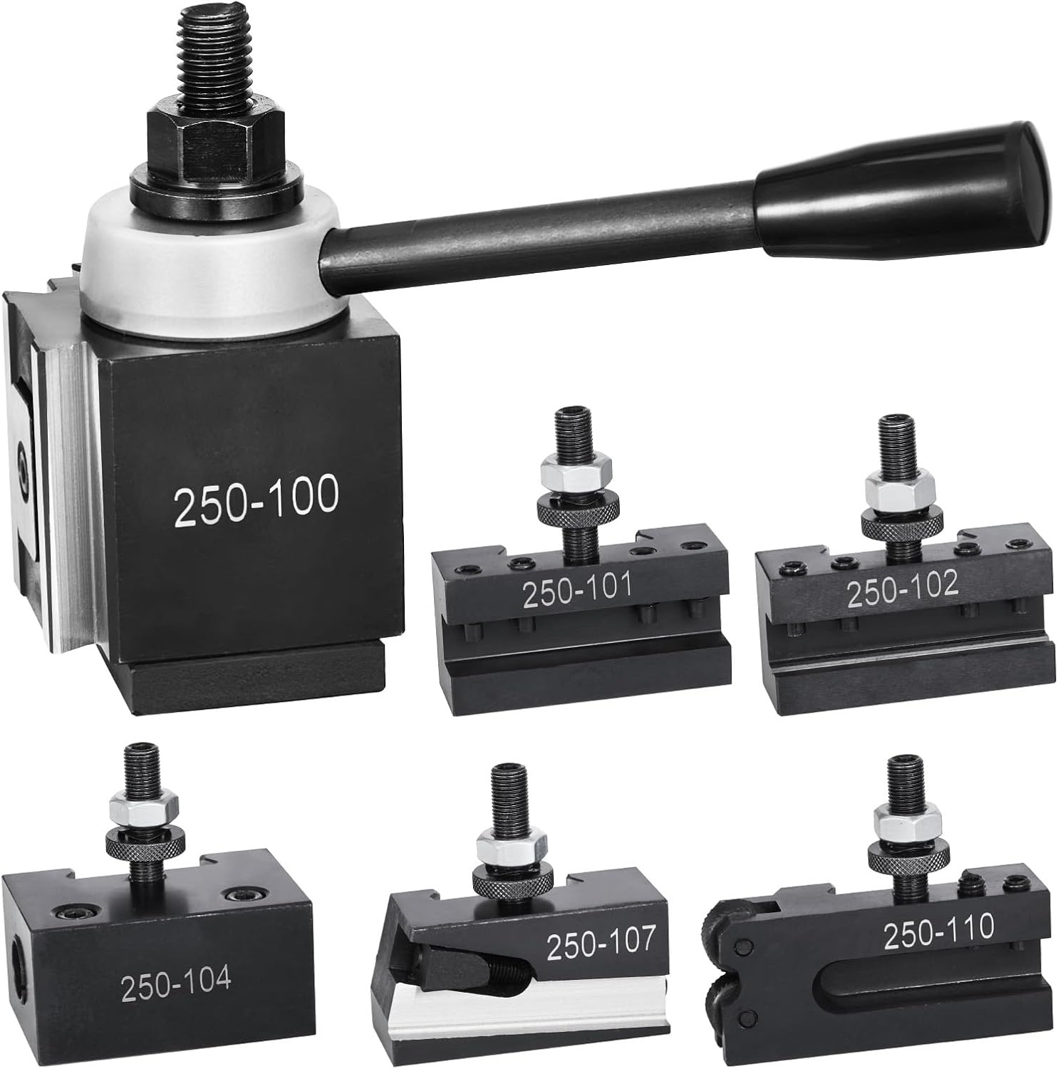 image:imageVEVOR Quick Change Tool Post Set 6 Pcs Includes Lathe Tool Holders Tool Post with Turning Tool Holder Accessories Fit for Mini Lathe amp Metal Lathe 612 Swing Durable Steel Material6Pcs