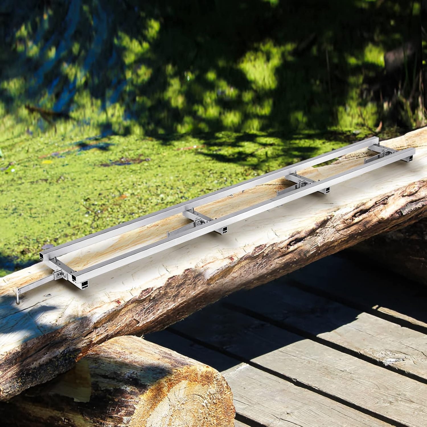 image:imageVEVOR Rail Mill Guide System 9 ft 4 Crossbar Kits Aluminum Adjustable Saw Milling Rails System Work with Chainsaw Mills for Builders and Woodworkers9 ft