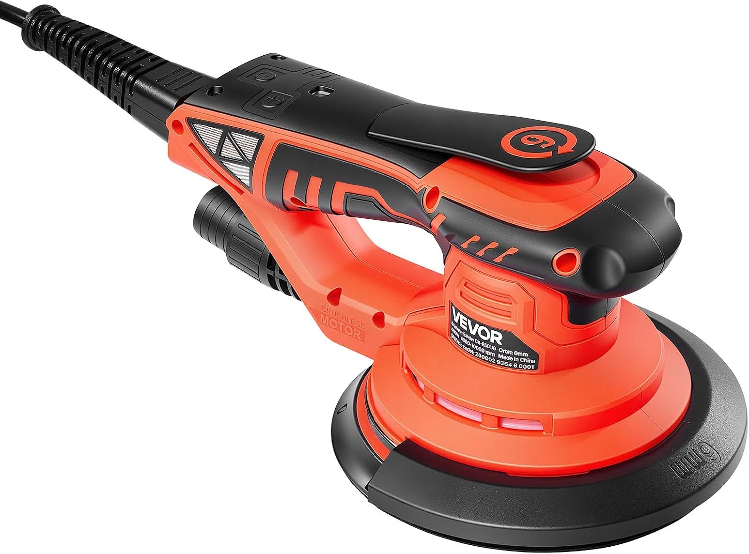 image:imageVEVOR Random Orbital Sander 6Inch 350W Brushless Orbital Sander 10000 PRM 6 Variable Speed Electric Palm Sander with 10PCS Sandpapers Dust Connector amp Hose for Woodworking Detailing SandingOrangered