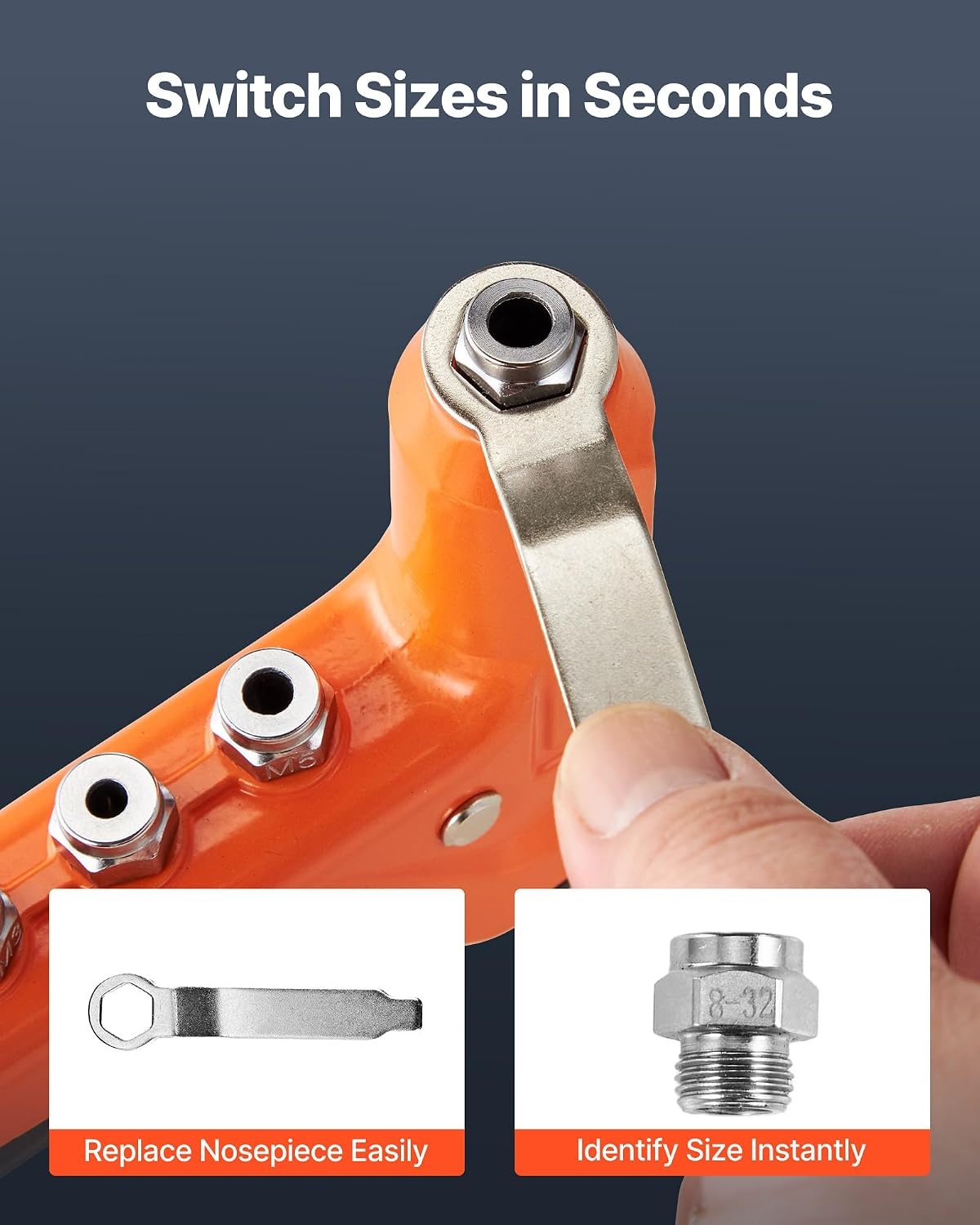 image:imageVEVOR Rivet Nut Tool 16 inch Rivnut Tool Kit with 13PCS Metric and SAE Mandrels 186PCS Rivet Nuts Semiauto Retraction M3 M4 M5 M6 M8 M10 M12 1420 51618 3816 1213 832 1024RIVET NUT TOOL