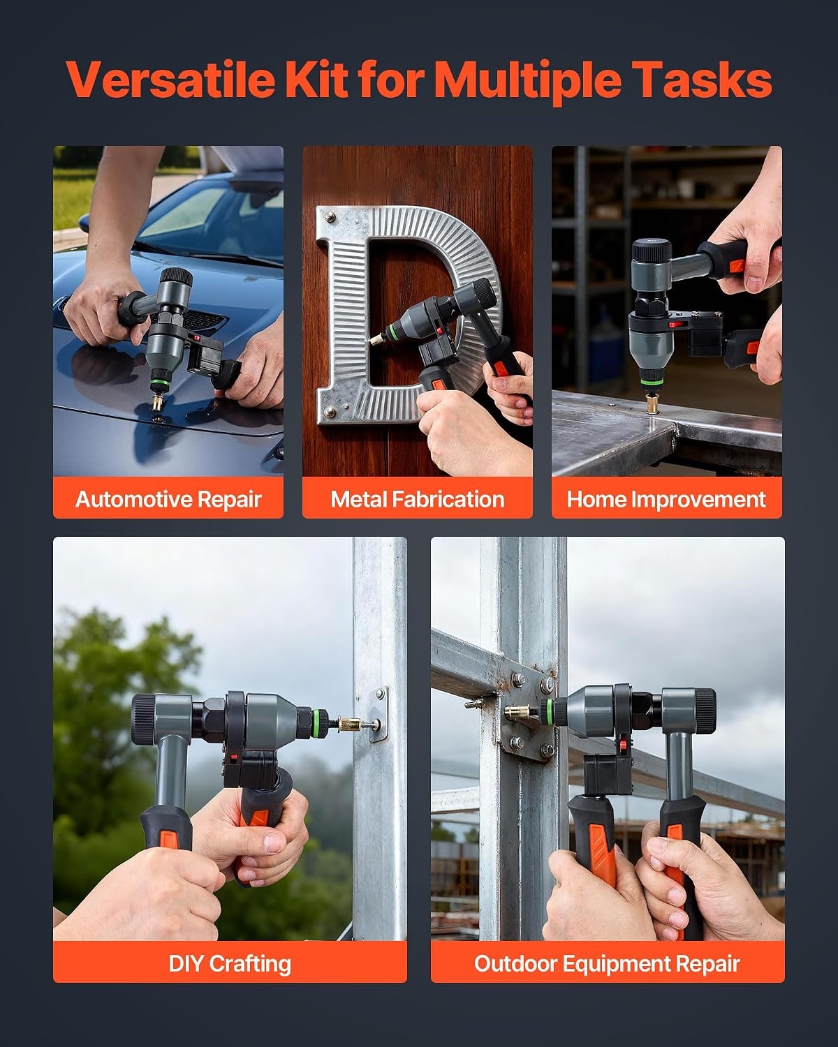 image:imageVEVOR Rivet Nut Tool 16 inch Rivnut Tool Kit with 13PCS Metric and SAE Mandrels 186PCS Rivet Nuts Semiauto Retraction M3 M4 M5 M6 M8 M10 M12 1420 51618 3816 1213 832 1024RIVET NUT TOOL