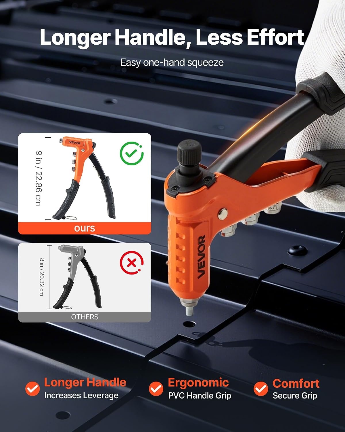 image:imageVEVOR Rivet Nut Tool 16 inch Rivnut Tool Kit with 13PCS Metric and SAE Mandrels 186PCS Rivet Nuts Semiauto Retraction M3 M4 M5 M6 M8 M10 M12 1420 51618 3816 1213 832 1024RIVET NUT TOOL