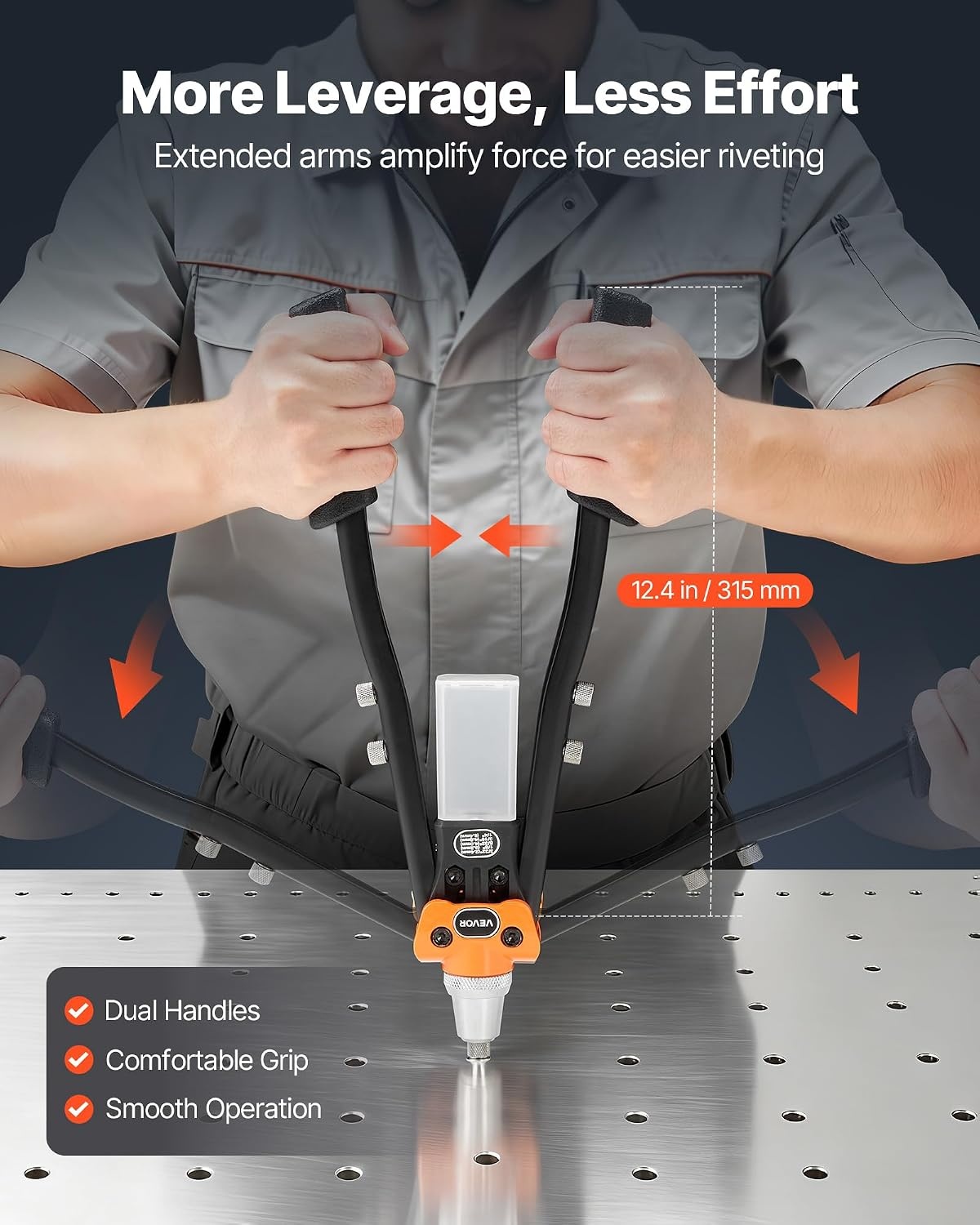 image:imageVEVOR Rivet Nut Tool 16 inch Rivnut Tool Kit with 13PCS Metric and SAE Mandrels 186PCS Rivet Nuts Semiauto Retraction M3 M4 M5 M6 M8 M10 M12 1420 51618 3816 1213 832 1024RIVET GUN