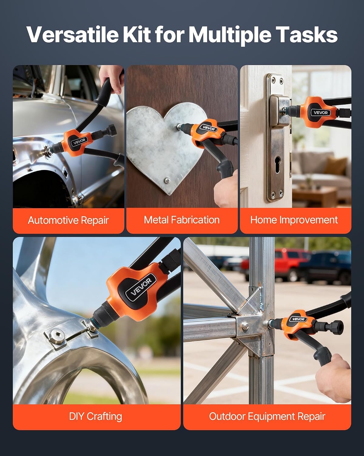 image:imageVEVOR Rivet Nut Tool 16 inch Rivnut Tool Kit with 13PCS Metric and SAE Mandrels 186PCS Rivet Nuts Semiauto Retraction M3 M4 M5 M6 M8 M10 M12 1420 51618 3816 1213 832 1024RIVET NUT TOOL