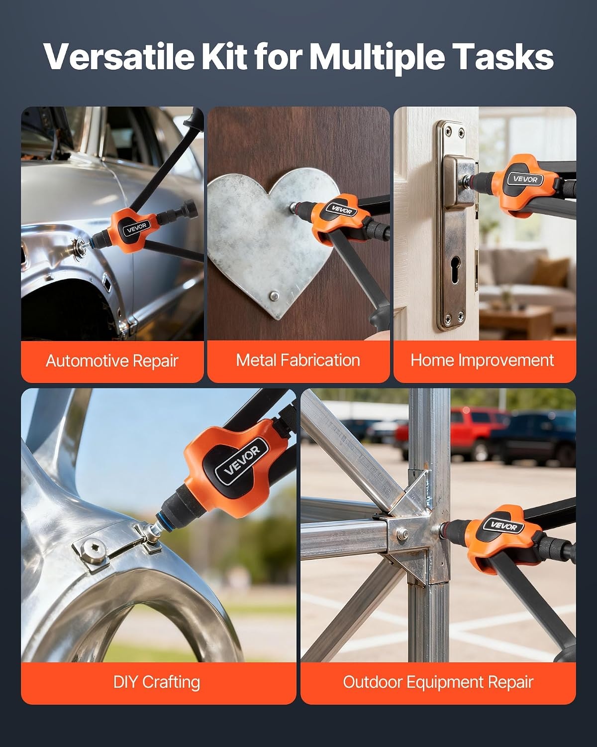 image:imageVEVOR Rivet Nut Tool 16 inch Rivnut Tool Kit with 13PCS Metric and SAE Mandrels 186PCS Rivet Nuts Semiauto Retraction M3 M4 M5 M6 M8 M10 M12 1420 51618 3816 1213 832 1024RIVET NUT TOOL