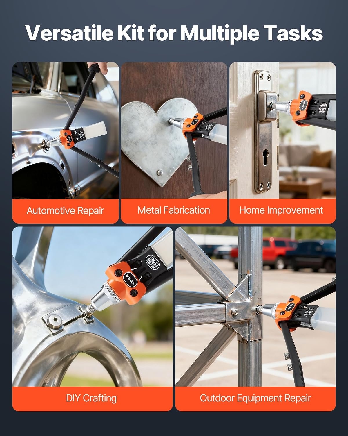 image:imageVEVOR Rivet Nut Tool 16 inch Rivnut Tool Kit with 13PCS Metric and SAE Mandrels 186PCS Rivet Nuts Semiauto Retraction M3 M4 M5 M6 M8 M10 M12 1420 51618 3816 1213 832 1024RIVET GUN