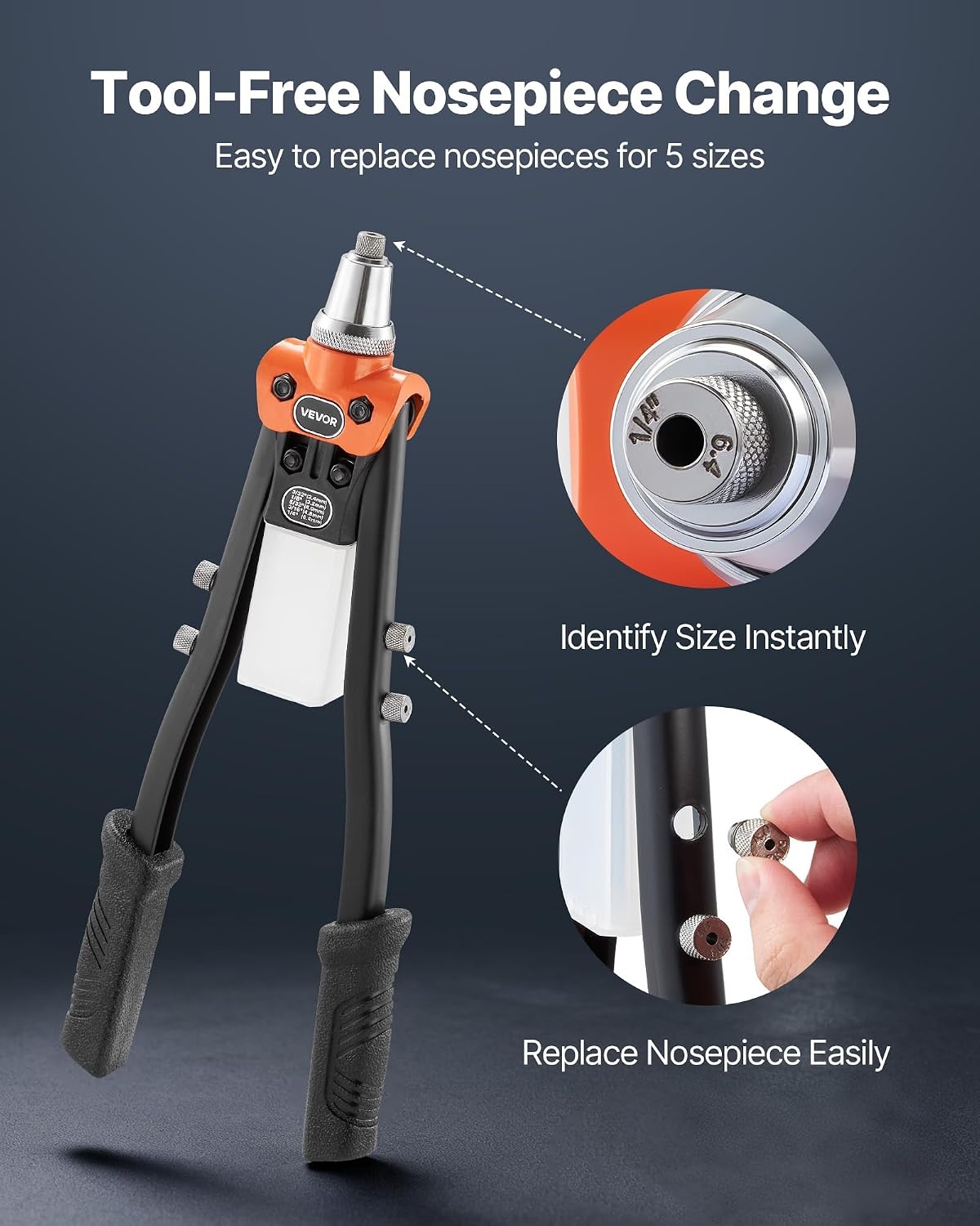 image:imageVEVOR Rivet Nut Tool 16 inch Rivnut Tool Kit with 13PCS Metric and SAE Mandrels 186PCS Rivet Nuts Semiauto Retraction M3 M4 M5 M6 M8 M10 M12 1420 51618 3816 1213 832 1024RIVET GUN