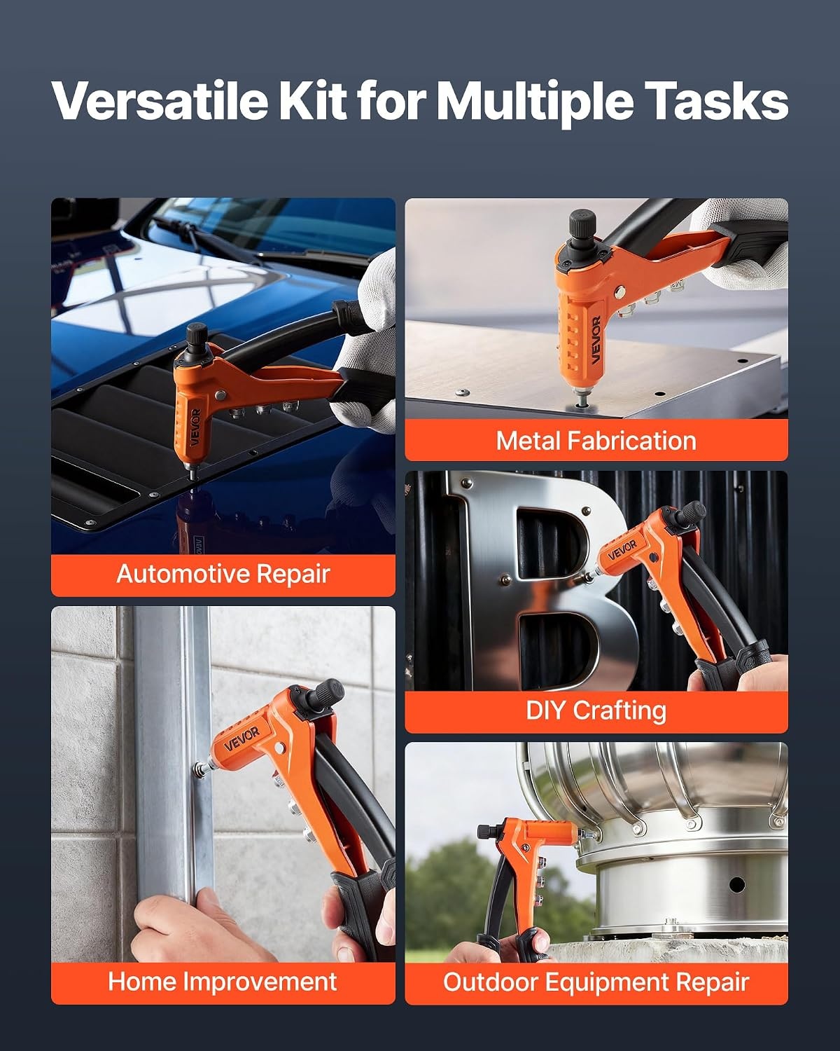 image:imageVEVOR Rivet Nut Tool 16 inch Rivnut Tool Kit with 13PCS Metric and SAE Mandrels 186PCS Rivet Nuts Semiauto Retraction M3 M4 M5 M6 M8 M10 M12 1420 51618 3816 1213 832 1024RIVET NUT TOOL