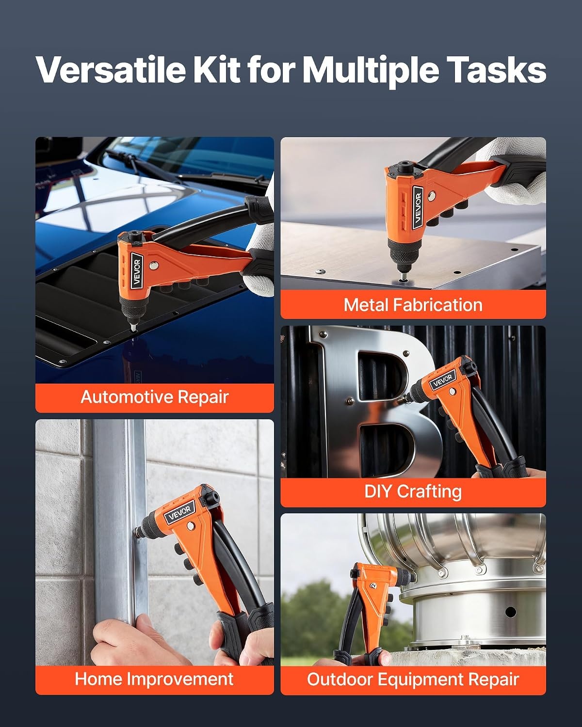 image:imageVEVOR Rivet Nut Tool 16 inch Rivnut Tool Kit with 13PCS Metric and SAE Mandrels 186PCS Rivet Nuts Semiauto Retraction M3 M4 M5 M6 M8 M10 M12 1420 51618 3816 1213 832 1024RIVET GUN