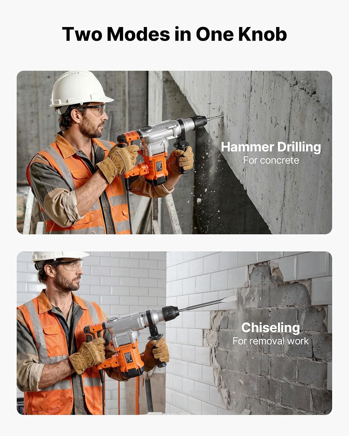 image:imageVEVOR Rotary Hammer Drill 1916 in SDSMax Cordless Heavy Duty 20V Battery Powered Rotary Hammer Including 2 Batteries Charger Drill Bit Pointed Chisel Carrying Case for Concrete Masonry118 1100W