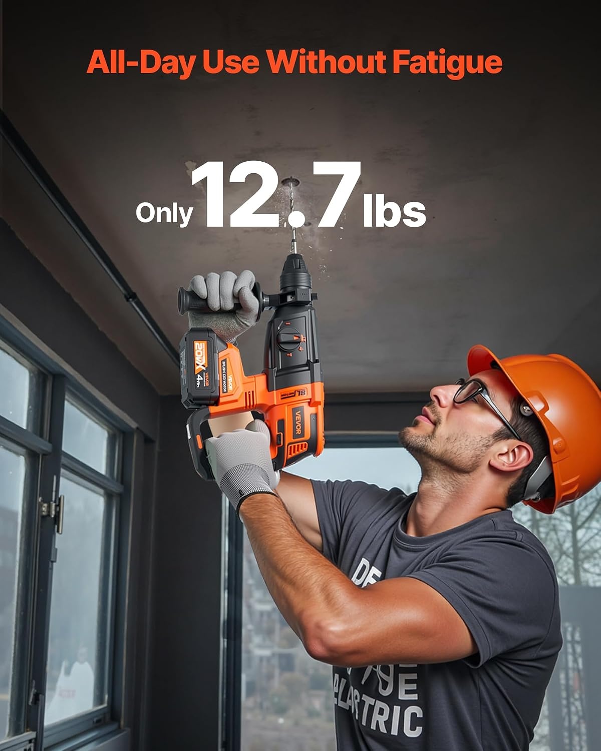 image:imageVEVOR Rotary Hammer Drill 1916 in SDSMax Cordless Heavy Duty 20V Battery Powered Rotary Hammer Including 2 Batteries Charger Drill Bit Pointed Chisel Carrying Case for Concrete Masonry1