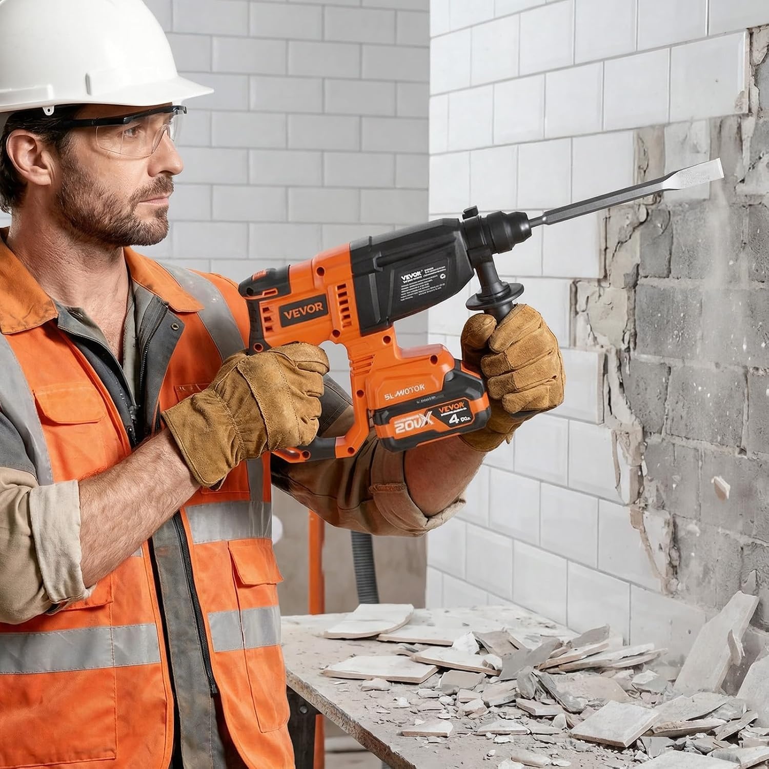 image:imageVEVOR Rotary Hammer Drill 1916 in SDSMax Cordless Heavy Duty 20V Battery Powered Rotary Hammer Including 2 Batteries Charger Drill Bit Pointed Chisel Carrying Case for Concrete Masonry78 20V