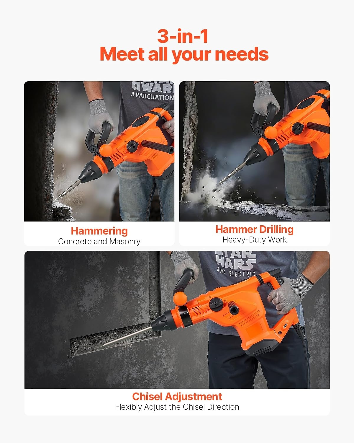 image:imageVEVOR Rotary Hammer Drill 1916 in SDSMax Cordless Heavy Duty 20V Battery Powered Rotary Hammer Including 2 Batteries Charger Drill Bit Pointed Chisel Carrying Case for Concrete Masonry134 1600W